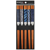 Kit Hashi De Bambu 5 Pares Geometric Kyoto Palitos Japoneses Sushi Azul Yoi